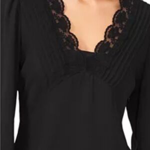 Vince Camuto Black Pleated Bib Collar Blouse